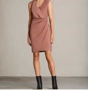 ALL SAINTS Elegant Mauve Sleeveless Wrap Dress Size 6
